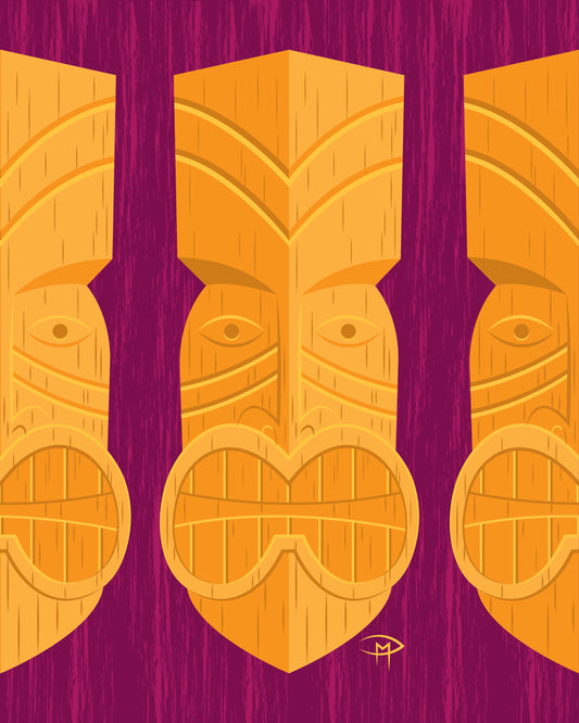 "Tiki Mask Repeat Pattern" 8"x10" Giclee Fine Art Print