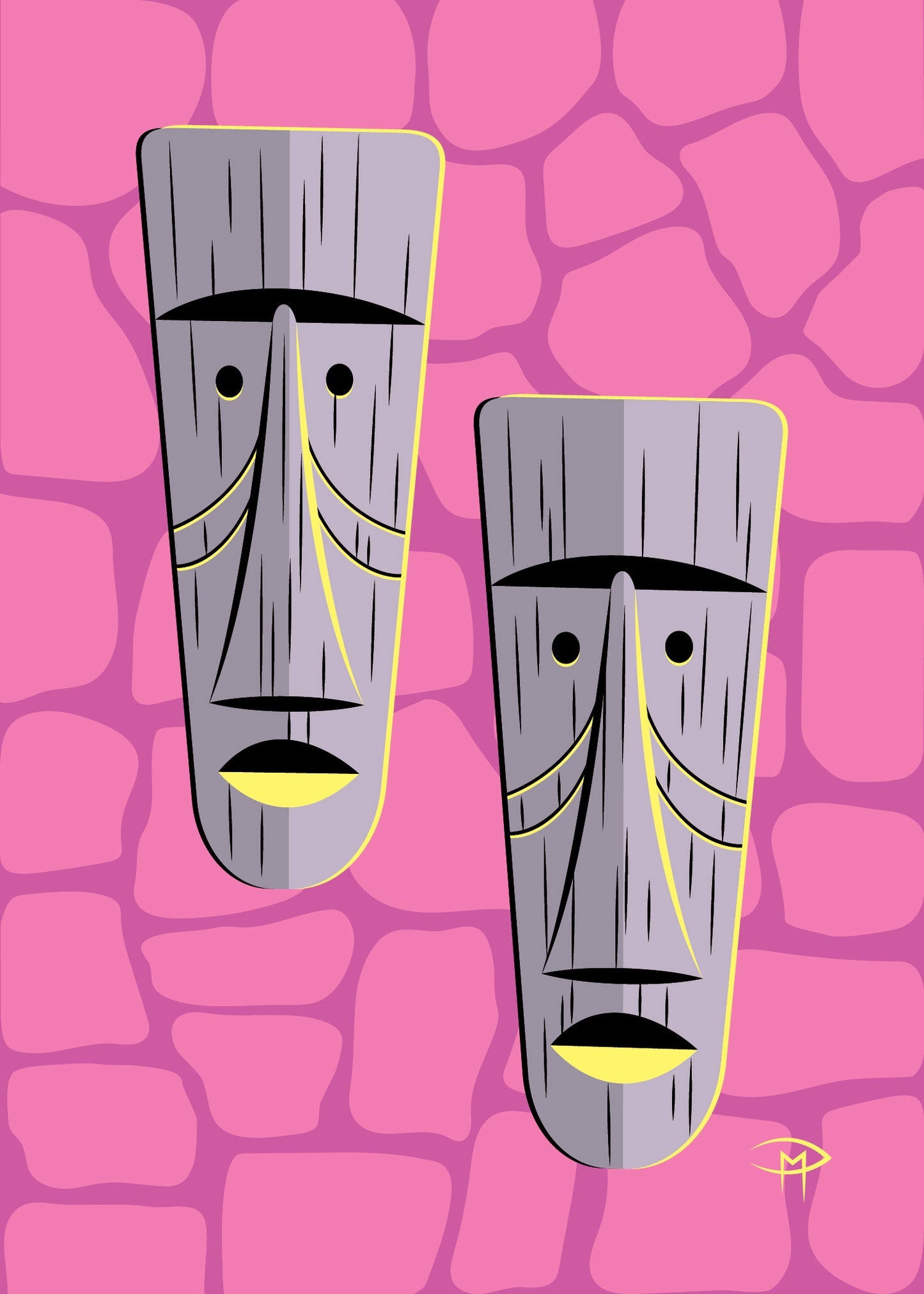 "Tiki Masks" 5"x7" Giclee Fine Art Print
