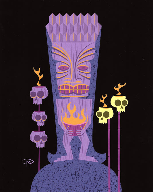 "Tiki With Flaming Pot" 8"x10" Giclee Fine Art Print