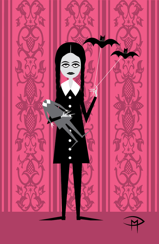 Wednesday Addams With Bats And Doll Poster