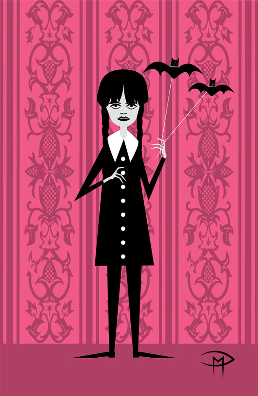 Wednesday Addams With Bats Poster