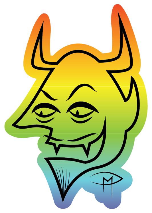 Devil Face Holographic Sticker