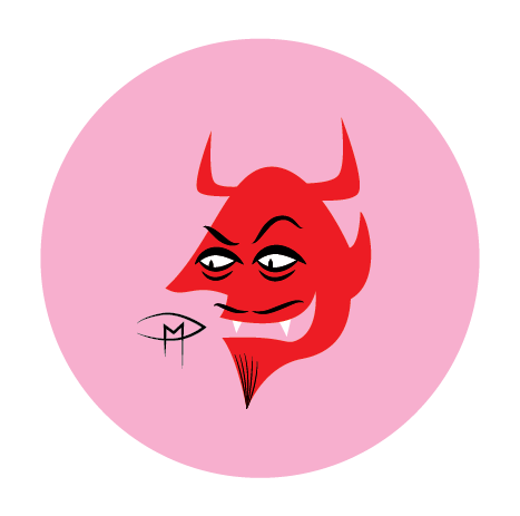 Devil Face 1" Button Set Of 5