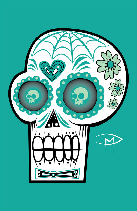 Day Of The Dead Sugar Skull Blue Poster