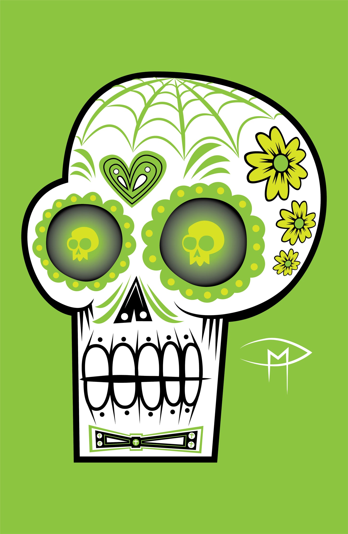 Day Of The Dead Sugar Skull Green Poster
