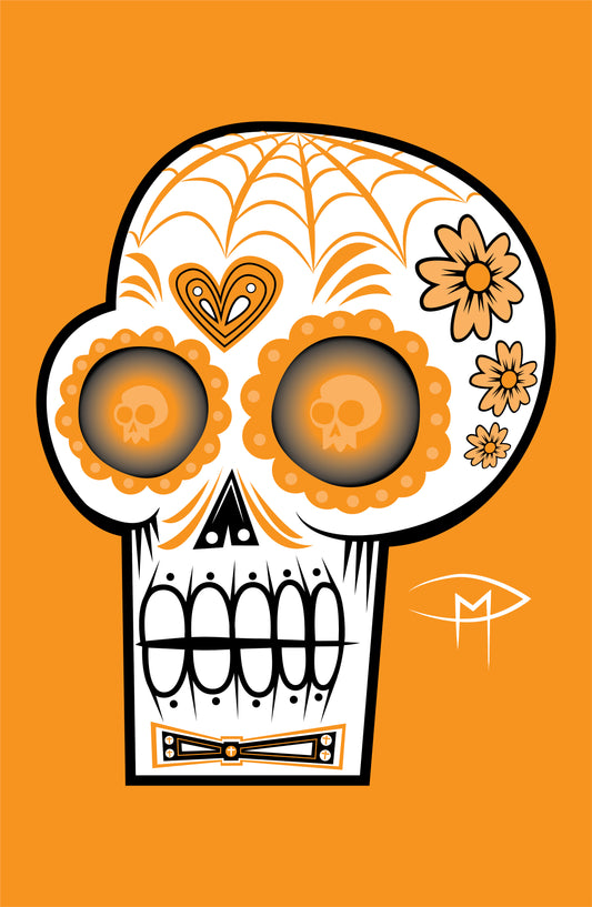 Day Of The Dead Sugar Skull Orange Poster