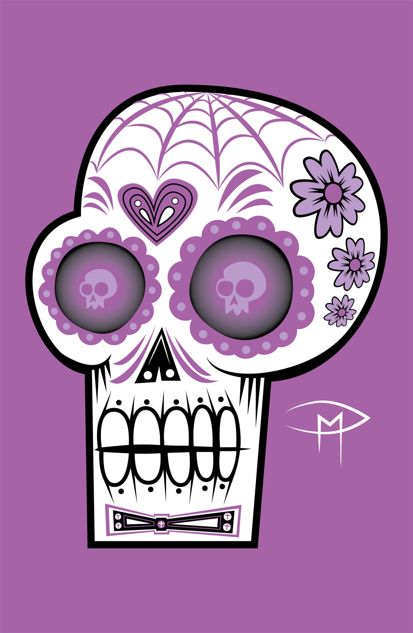 Day Of The Dead Sugar Skull Purple Poster