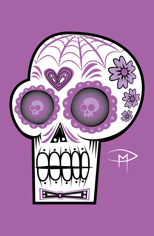 Day Of The Dead Sugar Skull Purple Poster