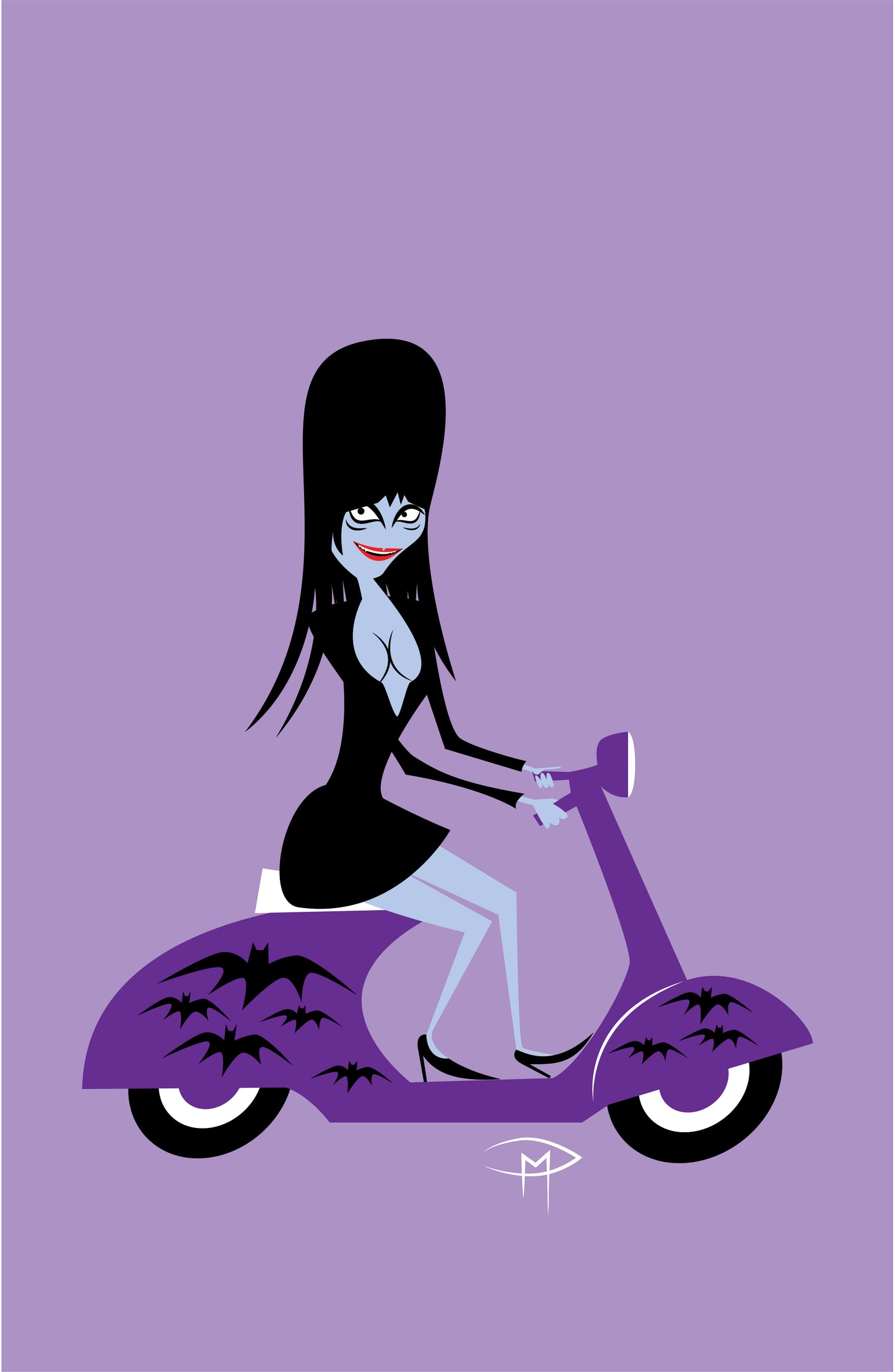 Elvira On A Vespa Poster