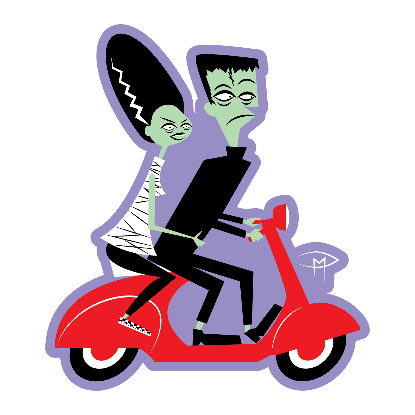 Frankie And Bride On A Vespa Acrylic Pin