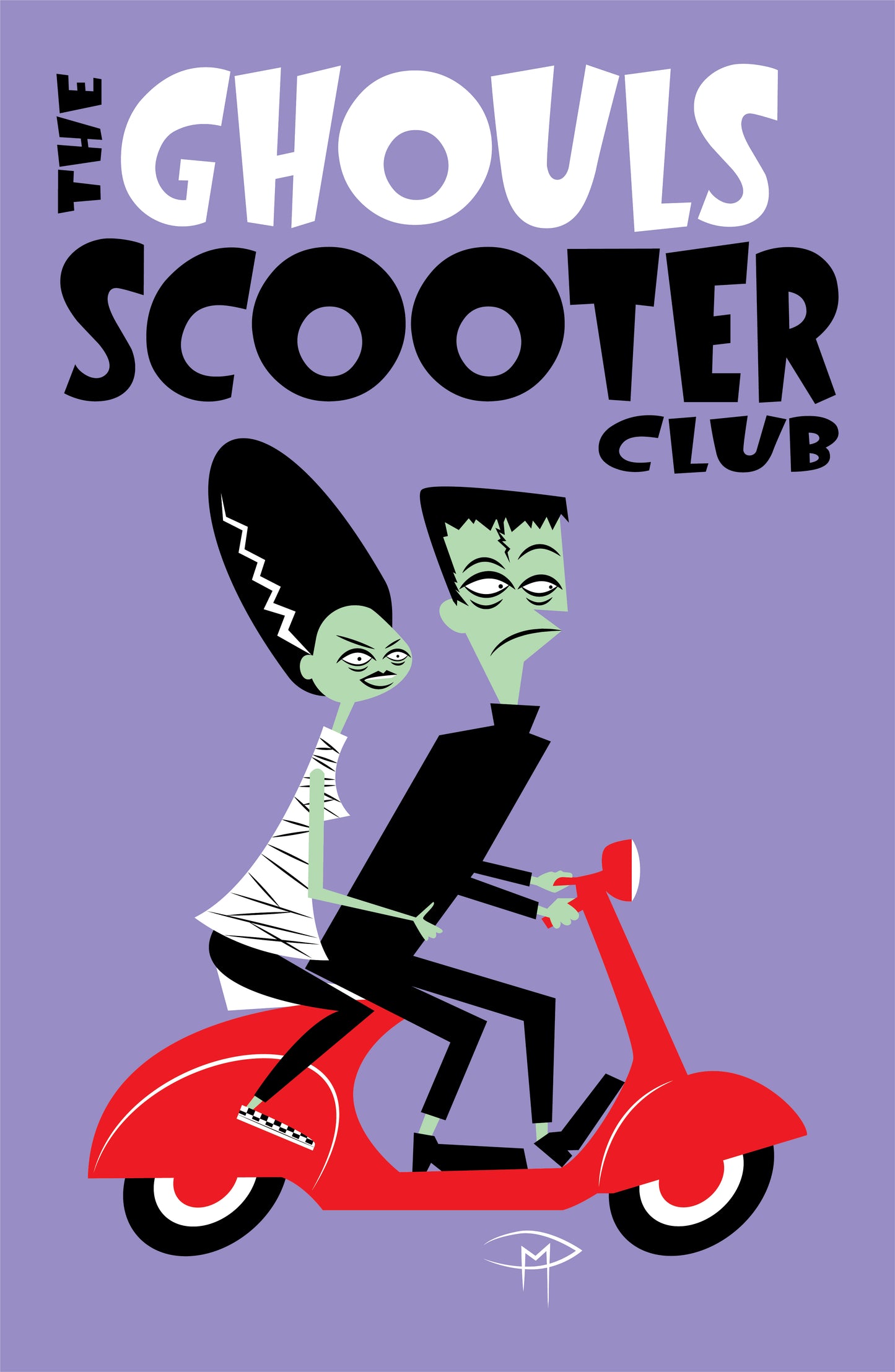 Frankie And Bride On A Vespa Ghouls Scooter Club Poster