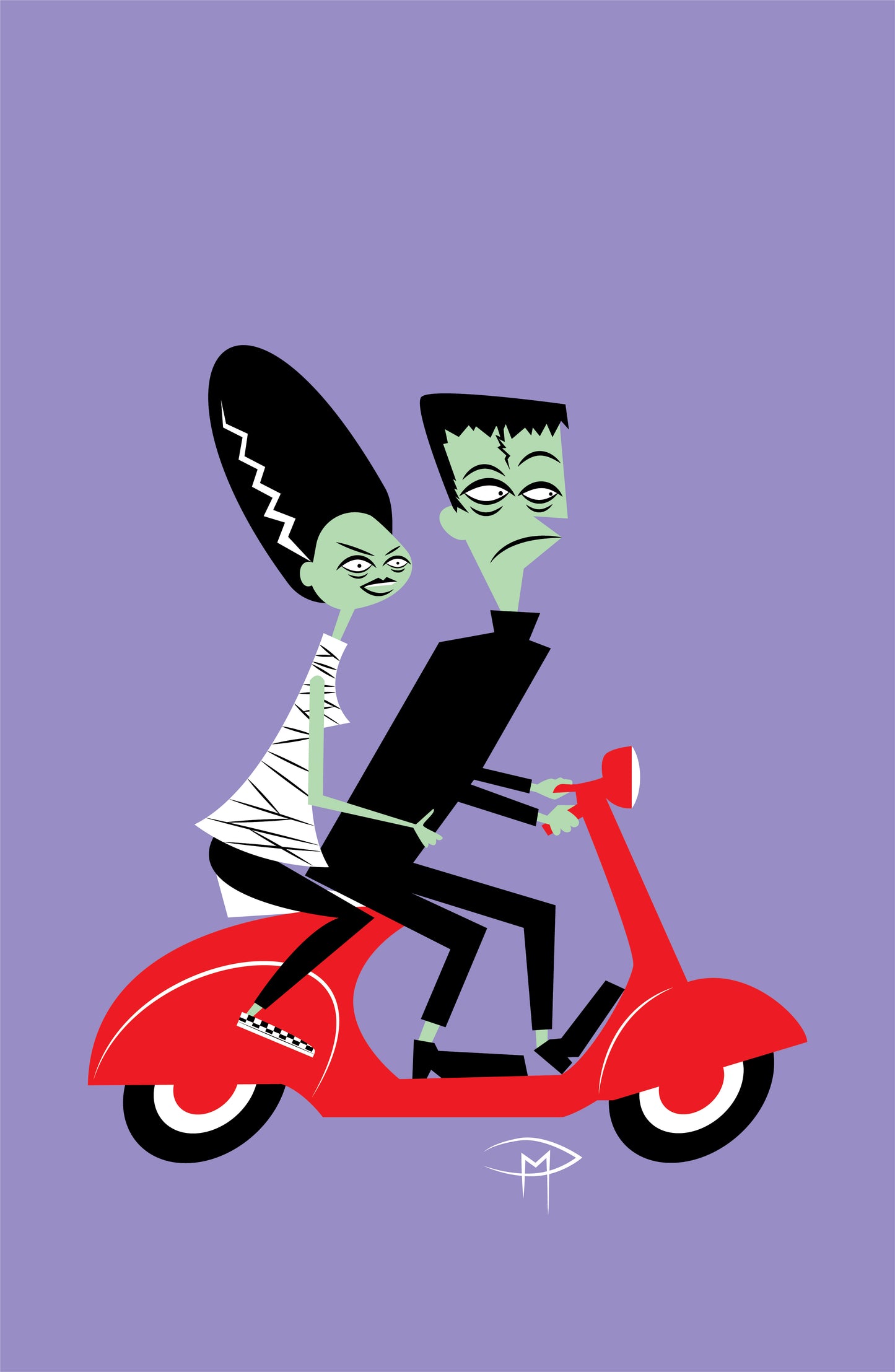 Frankie And Bride On A Vespa Poster