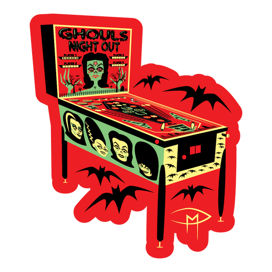 Ghouls Night Out Pinball Sticker