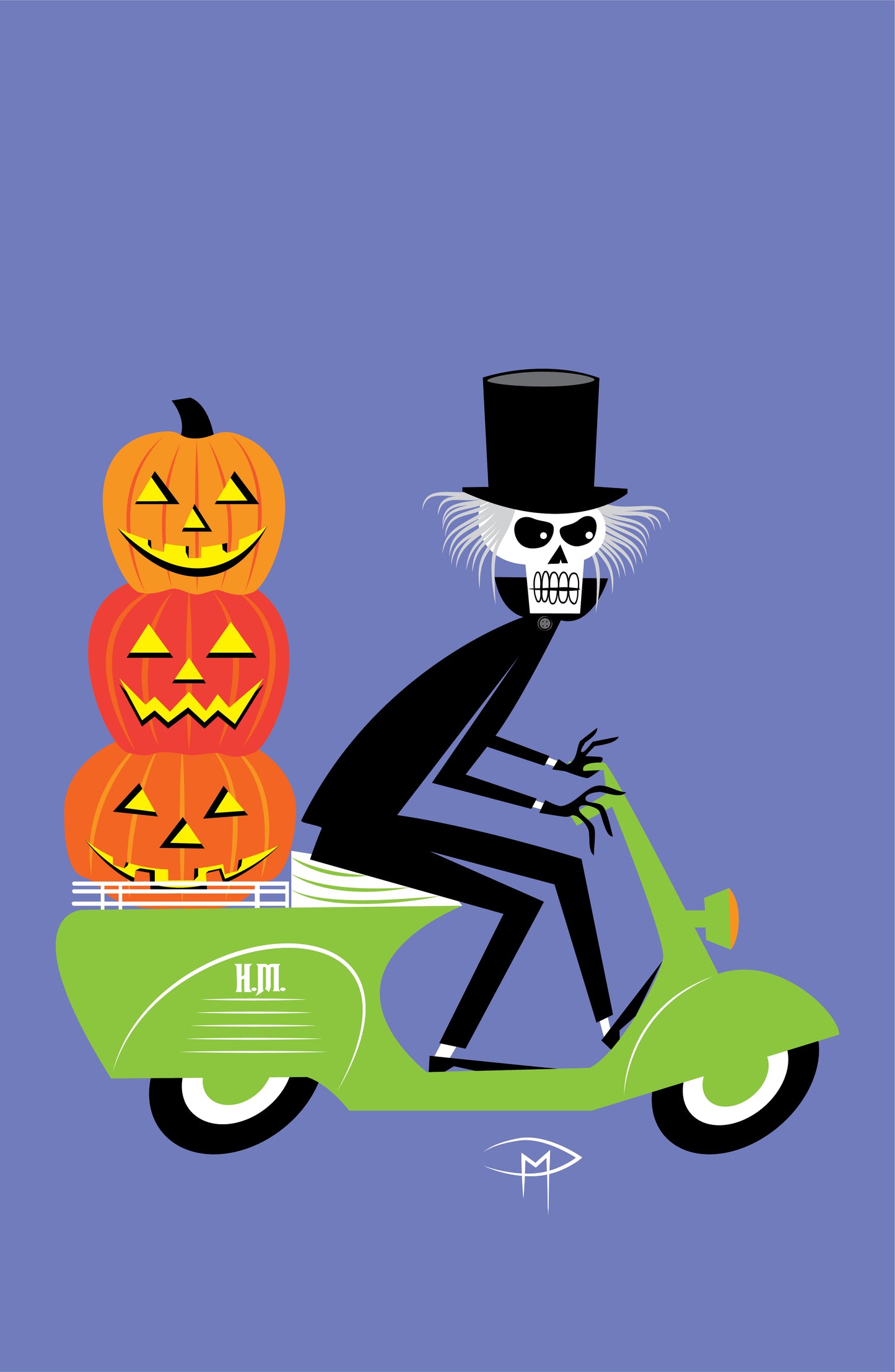 Hatbox Ghost On A Vespa Poster