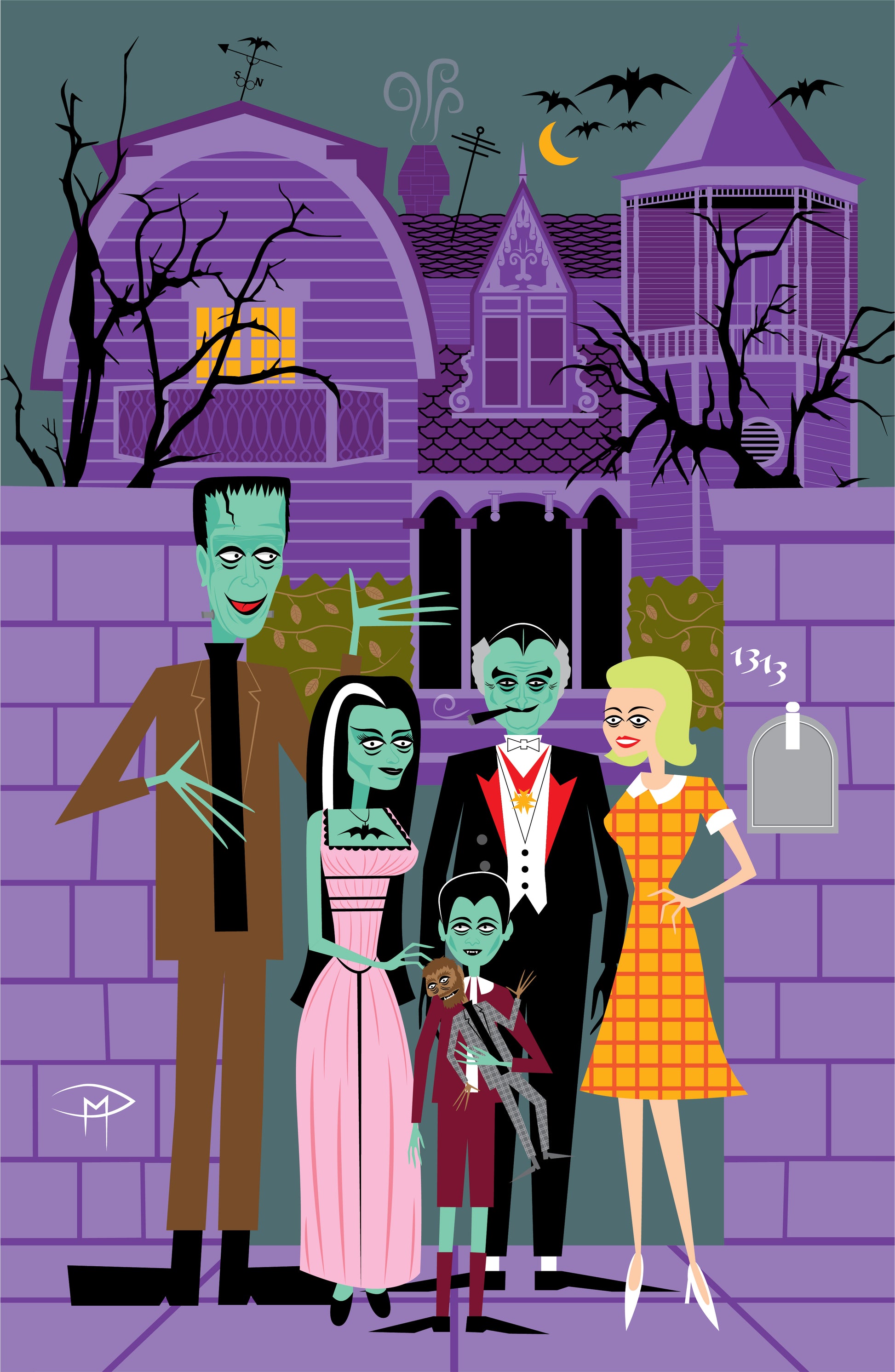 the monsters family Portrait Of An All American Family (The Munsters) Poster – Mansfield Monsters