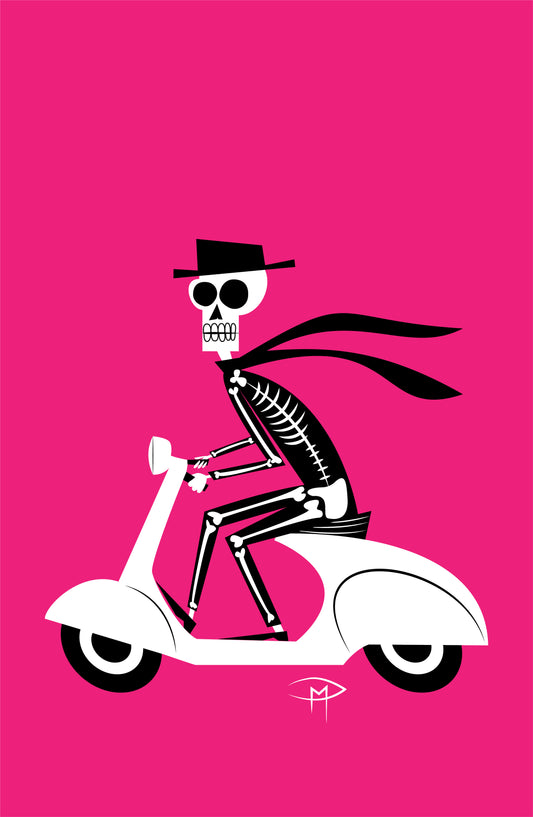 Skele On A Vespa Poster