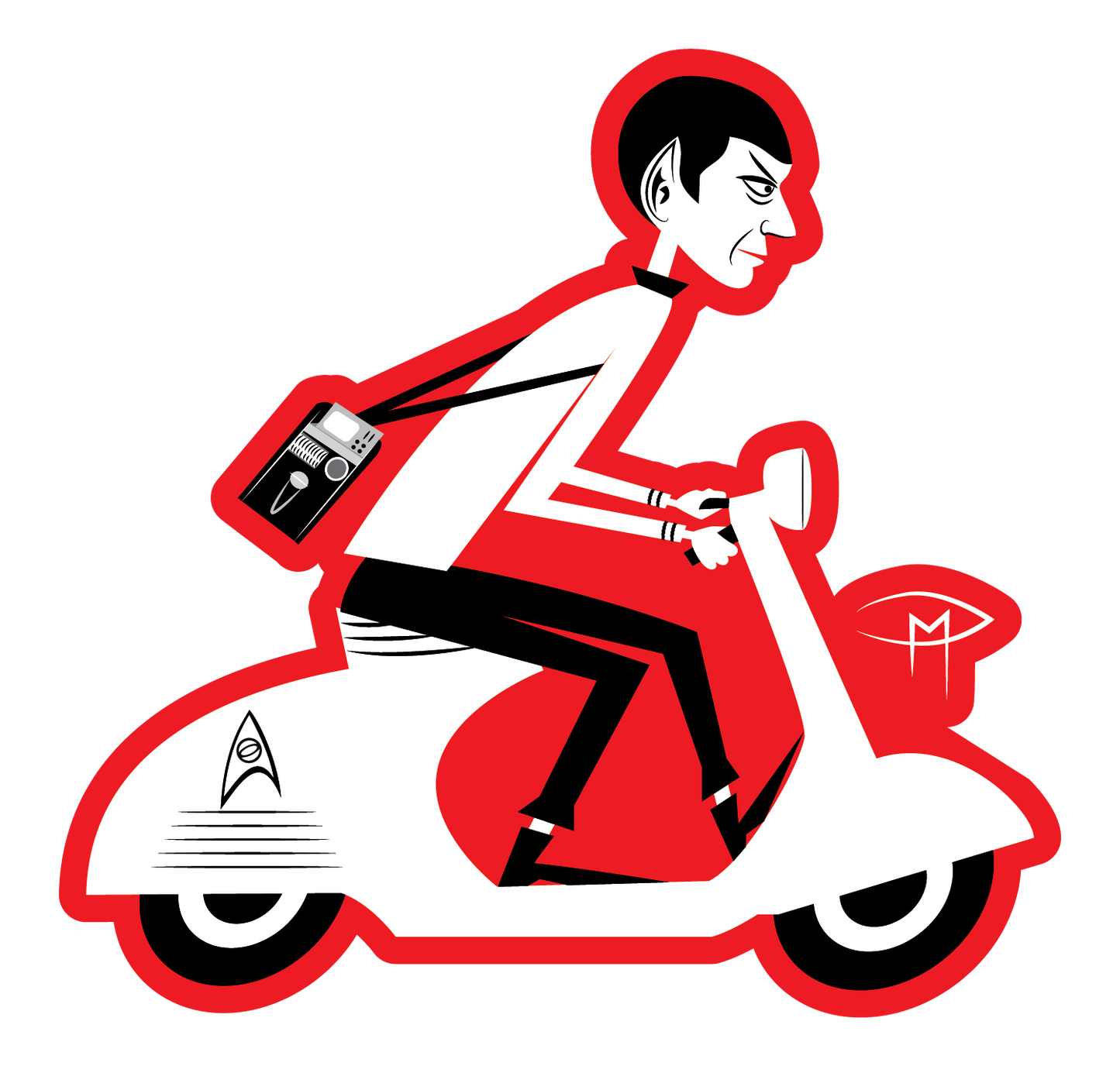 Spock On A Vespa Holographic Sticker