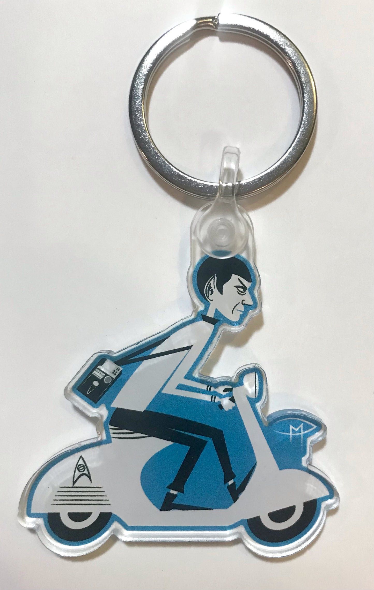 Spock On A Vespa Keychain