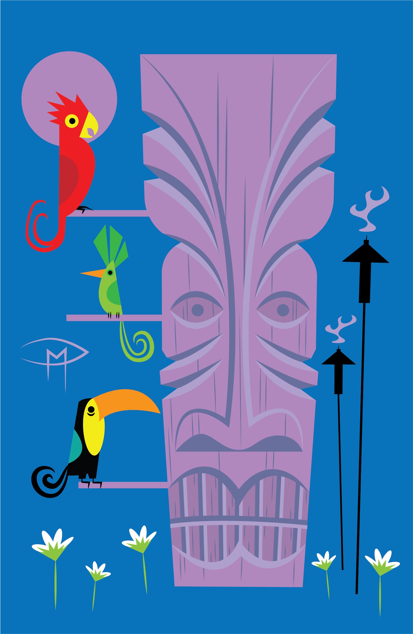 Tiki Birds Poster