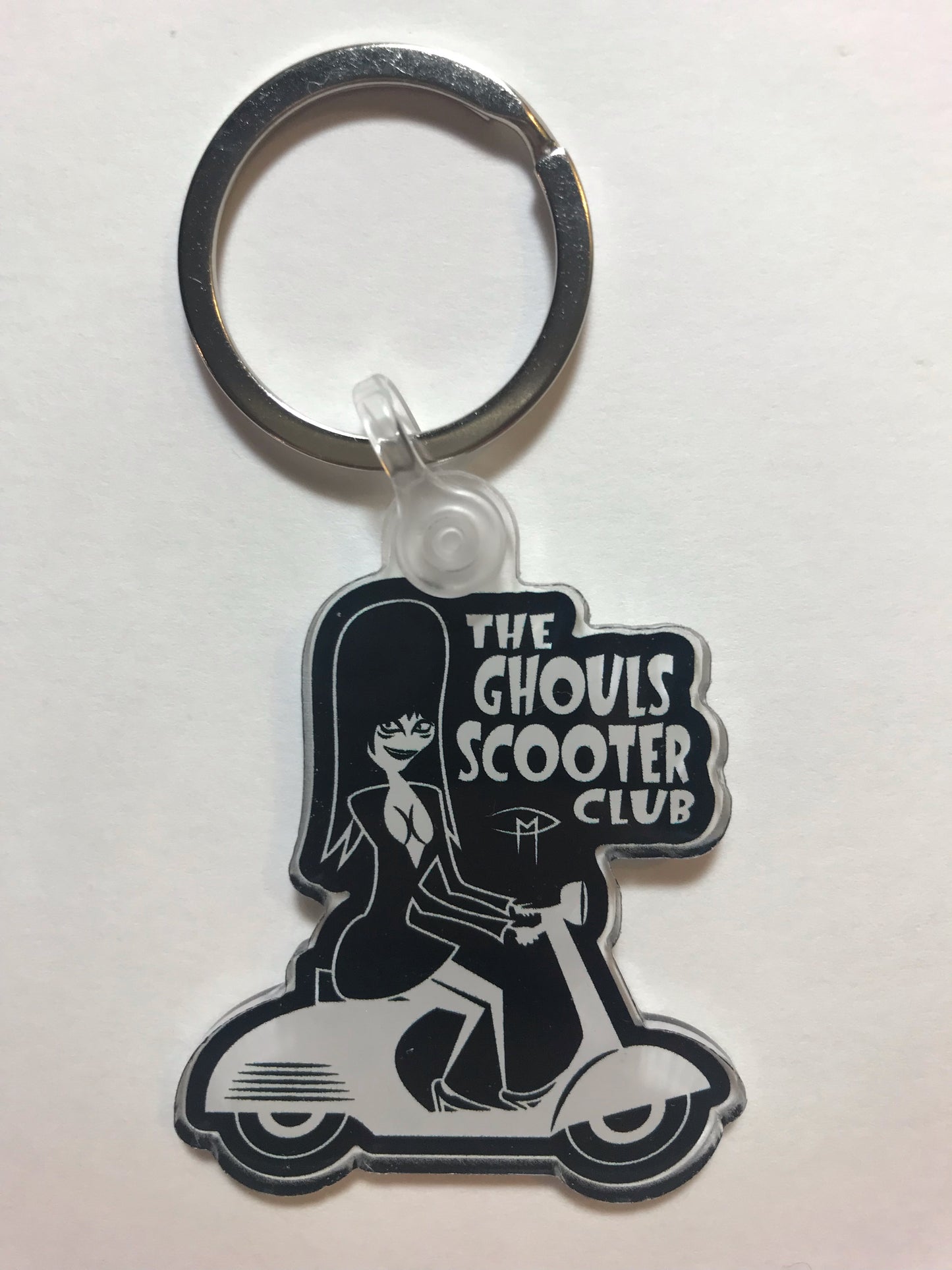 Elvira On A Vespa Keychain